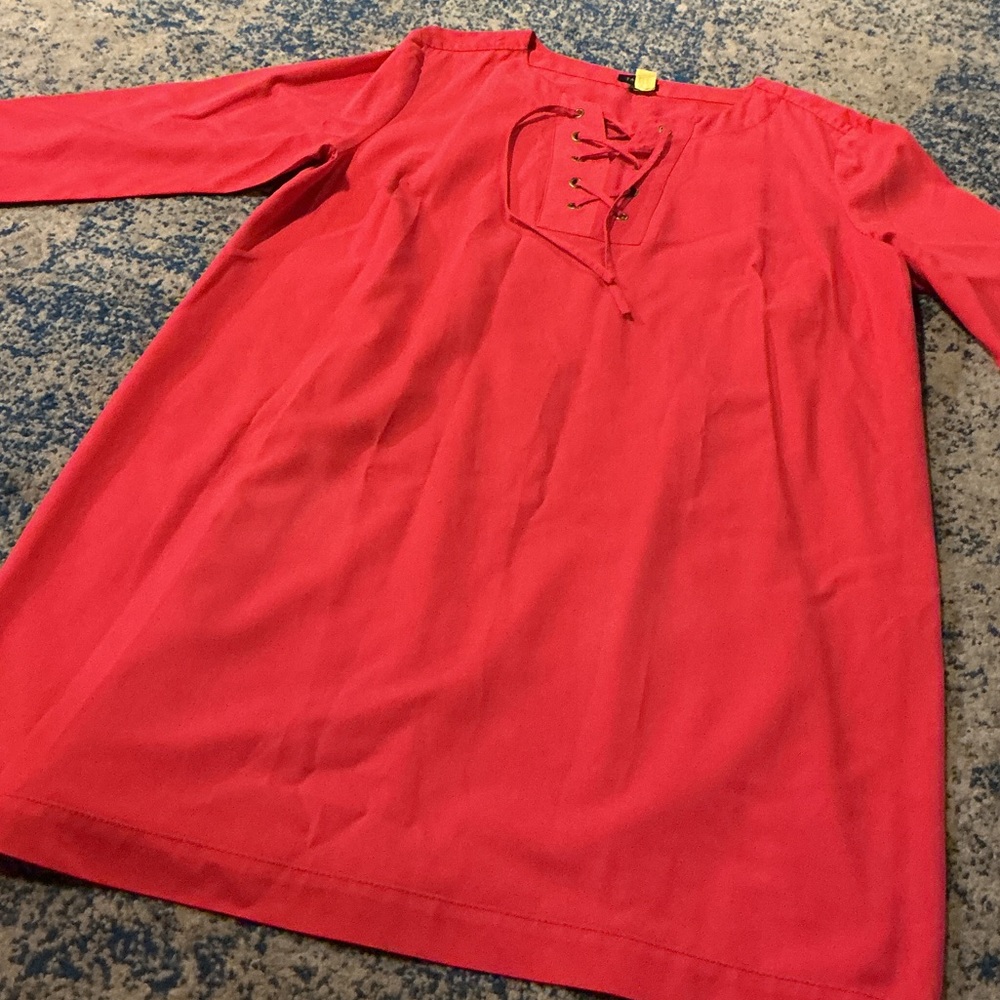 Talbots Red Lace-Up Midi Dress